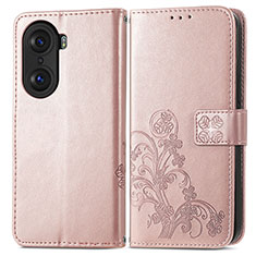 Handytasche Stand Schutzhülle Flip Leder Hülle Blumen für Huawei Honor 60 5G Rosegold