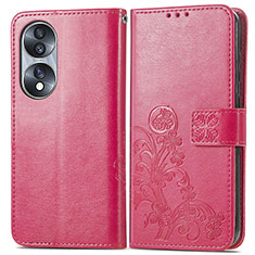 Handytasche Stand Schutzhülle Flip Leder Hülle Blumen für Huawei Honor 70 5G Pink