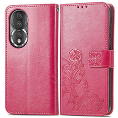 Handytasche Stand Schutzhülle Flip Leder Hülle Blumen für Huawei Honor 80 5G Pink