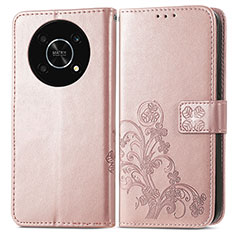 Handytasche Stand Schutzhülle Flip Leder Hülle Blumen für Huawei Honor Magic4 Lite 5G Rosegold