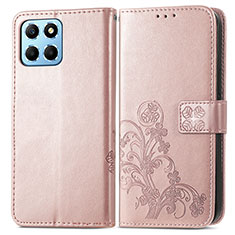 Handytasche Stand Schutzhülle Flip Leder Hülle Blumen für Huawei Honor X6 5G Rosegold