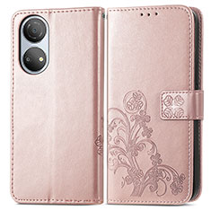 Handytasche Stand Schutzhülle Flip Leder Hülle Blumen für Huawei Honor X7 Rosegold