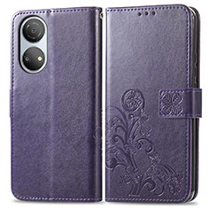 Handytasche Stand Schutzhülle Flip Leder Hülle Blumen für Huawei Honor X7 Violett