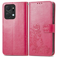 Handytasche Stand Schutzhülle Flip Leder Hülle Blumen für Huawei Honor X7a Pink