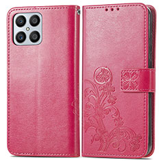 Handytasche Stand Schutzhülle Flip Leder Hülle Blumen für Huawei Honor X8 4G Pink