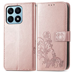 Handytasche Stand Schutzhülle Flip Leder Hülle Blumen für Huawei Honor X8a 4G Rosegold