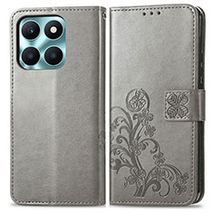 Handytasche Stand Schutzhülle Flip Leder Hülle Blumen für Huawei Honor X8b Grau