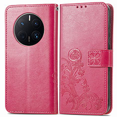 Handytasche Stand Schutzhülle Flip Leder Hülle Blumen für Huawei Mate 50 Pro Pink