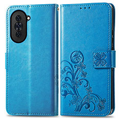 Handytasche Stand Schutzhülle Flip Leder Hülle Blumen für Huawei Nova 10 Pro Blau