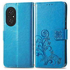 Handytasche Stand Schutzhülle Flip Leder Hülle Blumen für Huawei Nova 9 SE Blau