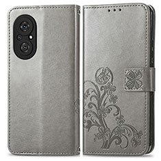 Handytasche Stand Schutzhülle Flip Leder Hülle Blumen für Huawei Nova 9 SE Grau