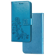 Handytasche Stand Schutzhülle Flip Leder Hülle Blumen für Huawei Y7p Blau