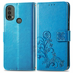 Handytasche Stand Schutzhülle Flip Leder Hülle Blumen für Motorola Moto E20 Blau