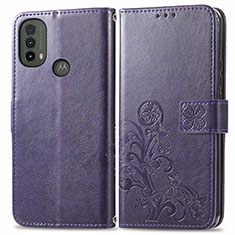 Handytasche Stand Schutzhülle Flip Leder Hülle Blumen für Motorola Moto E20 Violett