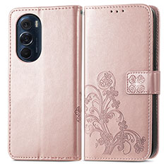 Handytasche Stand Schutzhülle Flip Leder Hülle Blumen für Motorola Moto Edge 30 Pro 5G Rosa