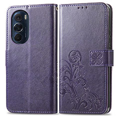 Handytasche Stand Schutzhülle Flip Leder Hülle Blumen für Motorola Moto Edge 30 Pro 5G Violett