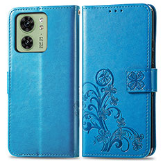 Handytasche Stand Schutzhülle Flip Leder Hülle Blumen für Motorola Moto Edge 40 5G Blau