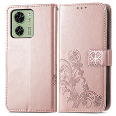 Handytasche Stand Schutzhülle Flip Leder Hülle Blumen für Motorola Moto Edge 40 5G Rosegold