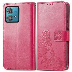 Handytasche Stand Schutzhülle Flip Leder Hülle Blumen für Motorola Moto Edge 40 Neo 5G Pink