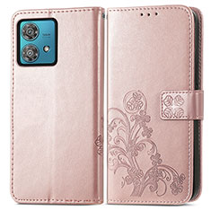 Handytasche Stand Schutzhülle Flip Leder Hülle Blumen für Motorola Moto Edge 40 Neo 5G Rosegold