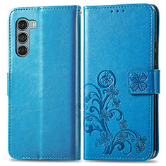 Handytasche Stand Schutzhülle Flip Leder Hülle Blumen für Motorola Moto Edge S30 5G Blau