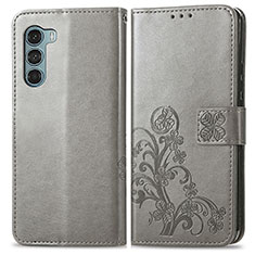 Handytasche Stand Schutzhülle Flip Leder Hülle Blumen für Motorola Moto Edge S30 5G Grau