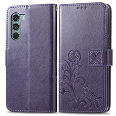 Handytasche Stand Schutzhülle Flip Leder Hülle Blumen für Motorola Moto Edge S30 5G Violett