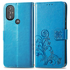 Handytasche Stand Schutzhülle Flip Leder Hülle Blumen für Motorola Moto G Play (2023) Blau