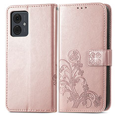 Handytasche Stand Schutzhülle Flip Leder Hülle Blumen für Motorola Moto G14 Rosegold