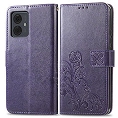 Handytasche Stand Schutzhülle Flip Leder Hülle Blumen für Motorola Moto G14 Violett