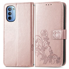 Handytasche Stand Schutzhülle Flip Leder Hülle Blumen für Motorola Moto G41 Rosa