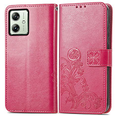 Handytasche Stand Schutzhülle Flip Leder Hülle Blumen für Motorola Moto G54 5G Pink