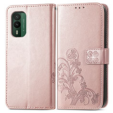 Handytasche Stand Schutzhülle Flip Leder Hülle Blumen für Nokia XR21 Rosegold