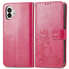 Handytasche Stand Schutzhülle Flip Leder Hülle Blumen für Nothing Phone 2 Pink