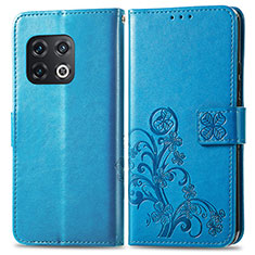 Handytasche Stand Schutzhülle Flip Leder Hülle Blumen für OnePlus 10 Pro 5G Blau