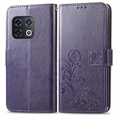 Handytasche Stand Schutzhülle Flip Leder Hülle Blumen für OnePlus 10 Pro 5G Violett