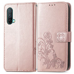 Handytasche Stand Schutzhülle Flip Leder Hülle Blumen für OnePlus Nord CE 5G Rosegold