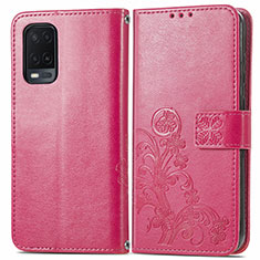 Handytasche Stand Schutzhülle Flip Leder Hülle Blumen für Oppo A54 4G Rot