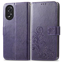 Handytasche Stand Schutzhülle Flip Leder Hülle Blumen für Oppo A58 4G Violett