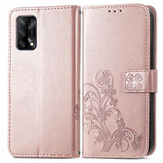 Handytasche Stand Schutzhülle Flip Leder Hülle Blumen für Oppo A74 4G Rosa