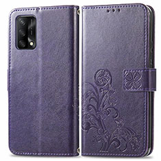 Handytasche Stand Schutzhülle Flip Leder Hülle Blumen für Oppo A74 4G Violett