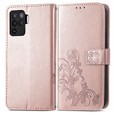 Handytasche Stand Schutzhülle Flip Leder Hülle Blumen für Oppo A94 4G Rosa