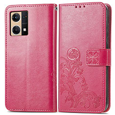 Handytasche Stand Schutzhülle Flip Leder Hülle Blumen für Oppo F21s Pro 4G Rot