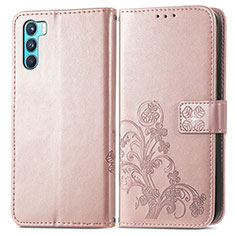 Handytasche Stand Schutzhülle Flip Leder Hülle Blumen für Oppo K9 Pro 5G Rosa