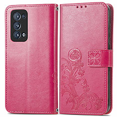 Handytasche Stand Schutzhülle Flip Leder Hülle Blumen für Oppo Reno6 Pro 5G Rot