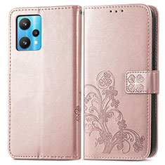 Handytasche Stand Schutzhülle Flip Leder Hülle Blumen für Realme 9 Pro+ Plus 5G Rosegold