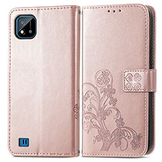 Handytasche Stand Schutzhülle Flip Leder Hülle Blumen für Realme C11 (2021) Rosegold