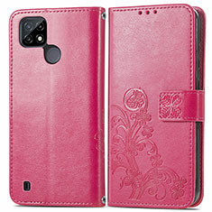 Handytasche Stand Schutzhülle Flip Leder Hülle Blumen für Realme C21 Pink