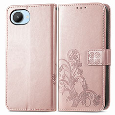 Handytasche Stand Schutzhülle Flip Leder Hülle Blumen für Realme C30 Rosegold