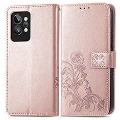 Handytasche Stand Schutzhülle Flip Leder Hülle Blumen für Realme GT2 Pro 5G Rosegold